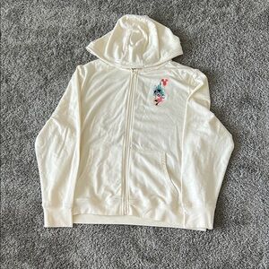 Disney World “Play in the Park” Cream Zip-Up Hoodie size XL, new with tags